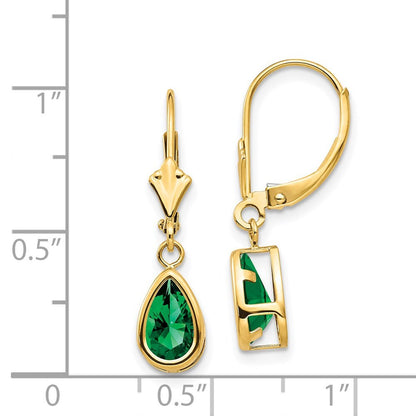 14k Yellow Gold 8x5mm Pear Mount St. Helens Dangle Earrings Leverback