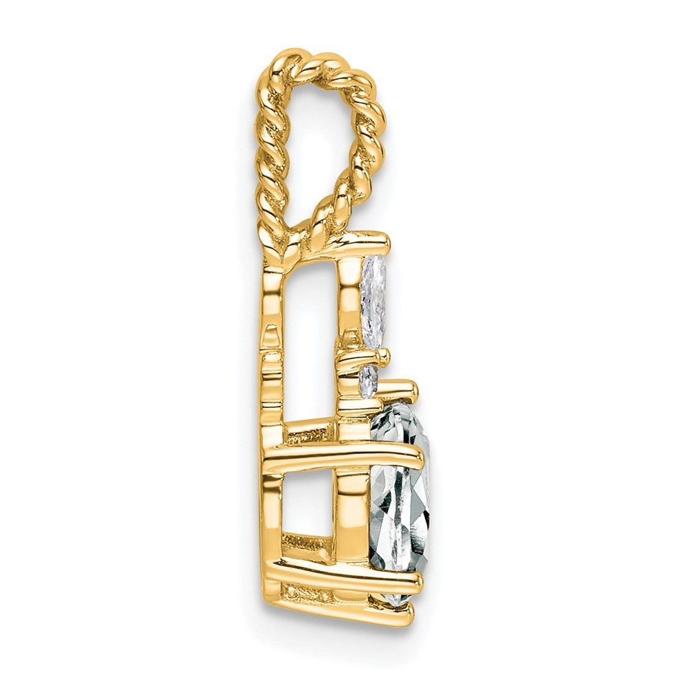 14k Yellow Gold Polished Diamond and White Topaz Twisted Chain Slide