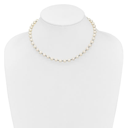 Sterling Silver 6-7mm White Round Cultured Pearl Necklace 16+2"