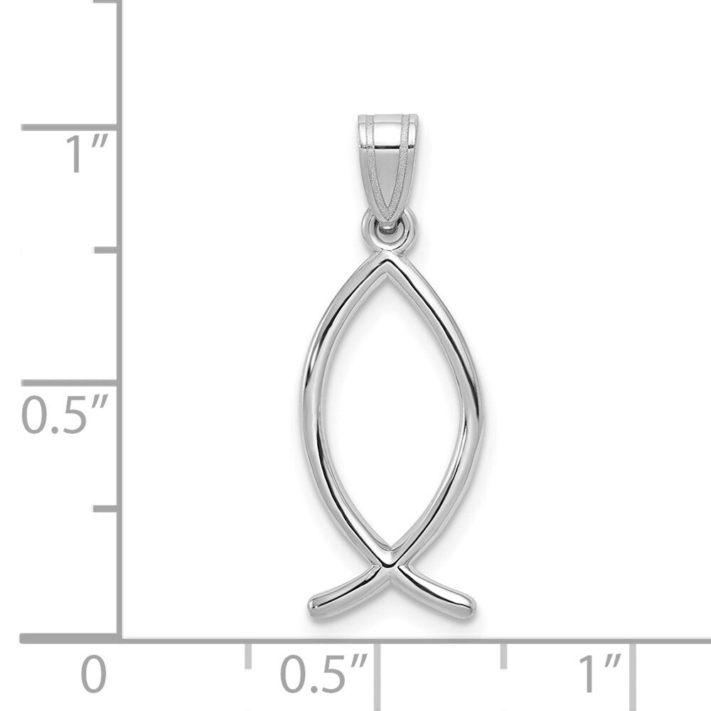 14k White Gold Ichthus Fish Pendant