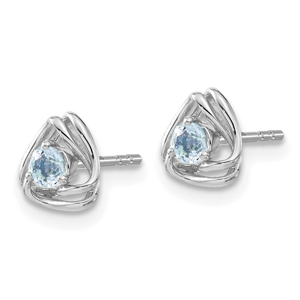 14k White Gold Blue Topaz Stud Earrings Gift for Women