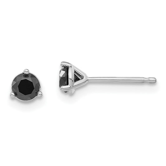 14k White Gold 1/2ct Black Diamond Stud Earrings Gift for Women