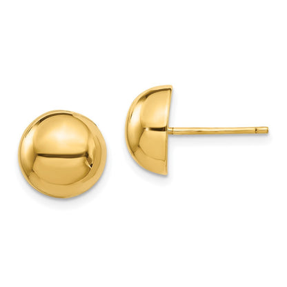 14k Yellow Gold Polished 10mm Half Ball Stud Earrings Gift for Women