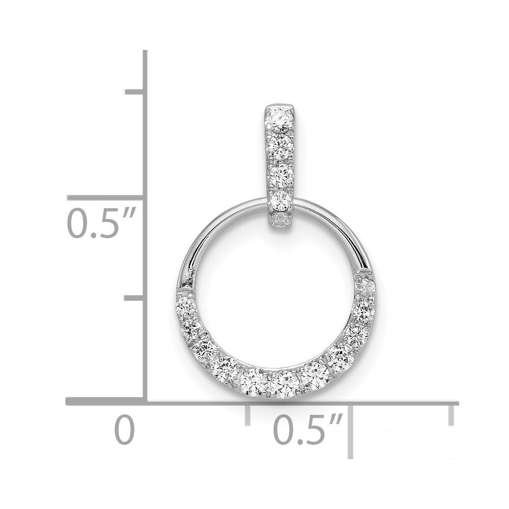 14k White Gold Circle Diamond Pendant for Women