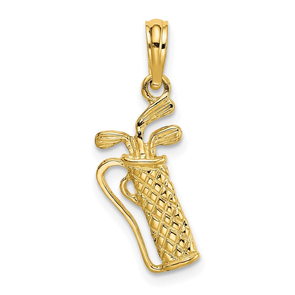 14k Yellow Gold Golf Bag w/ Clubs Charm Pendant