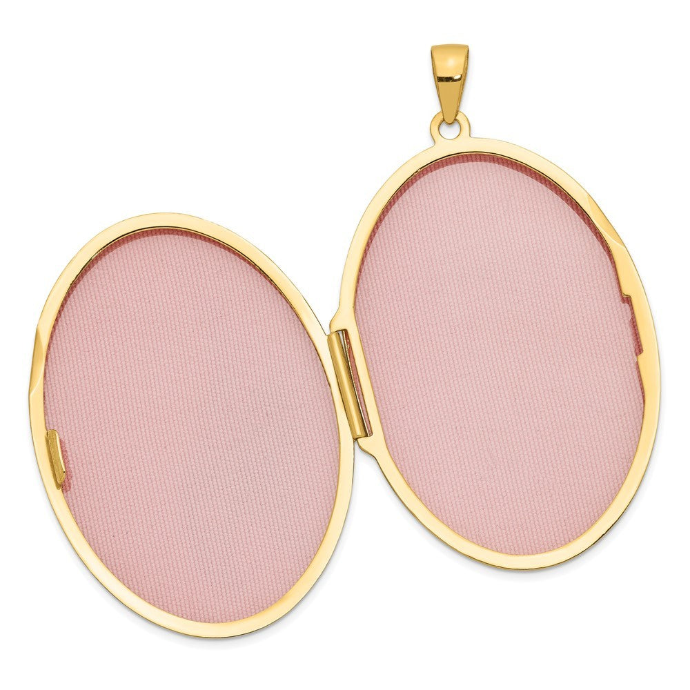 14k Yellow Gold Half Swirl Design Heavy Weight 38mm Oval Locket