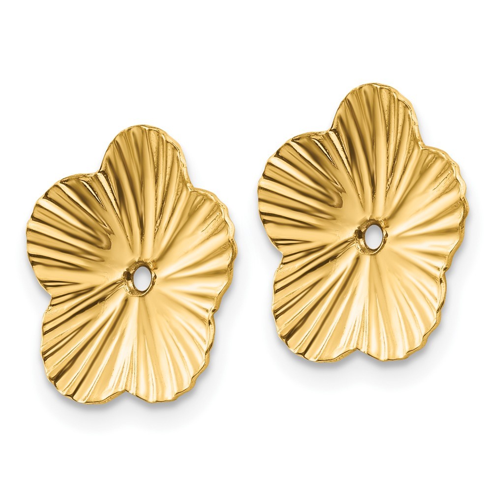 14k Yellow Gold Polished Fancy Earring Jackets