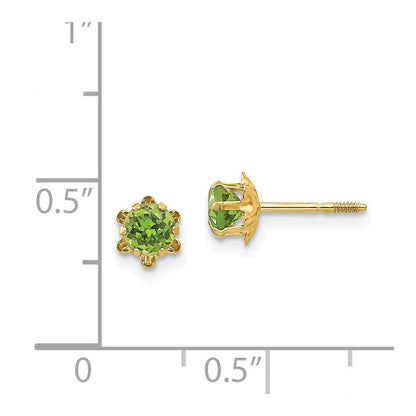 14k Yellow Gold 4mm Cubic Zirconia Birthstone (Aug) Screwback Stud Earrings