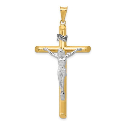 14k Two-tone Gold Polished Crucifix Pendant for Women