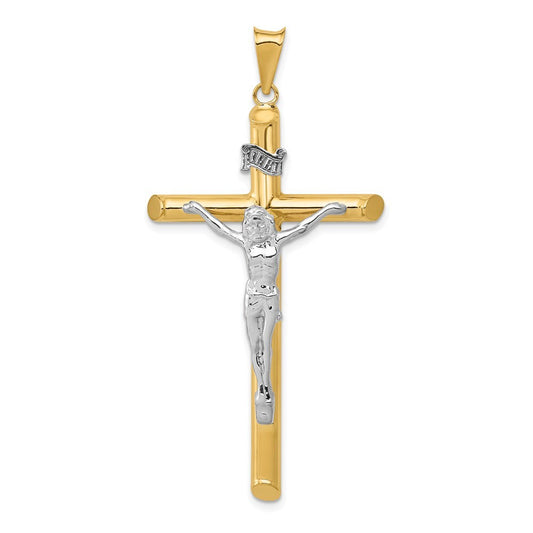14k Two-tone Gold Polished Crucifix Pendant for Women
