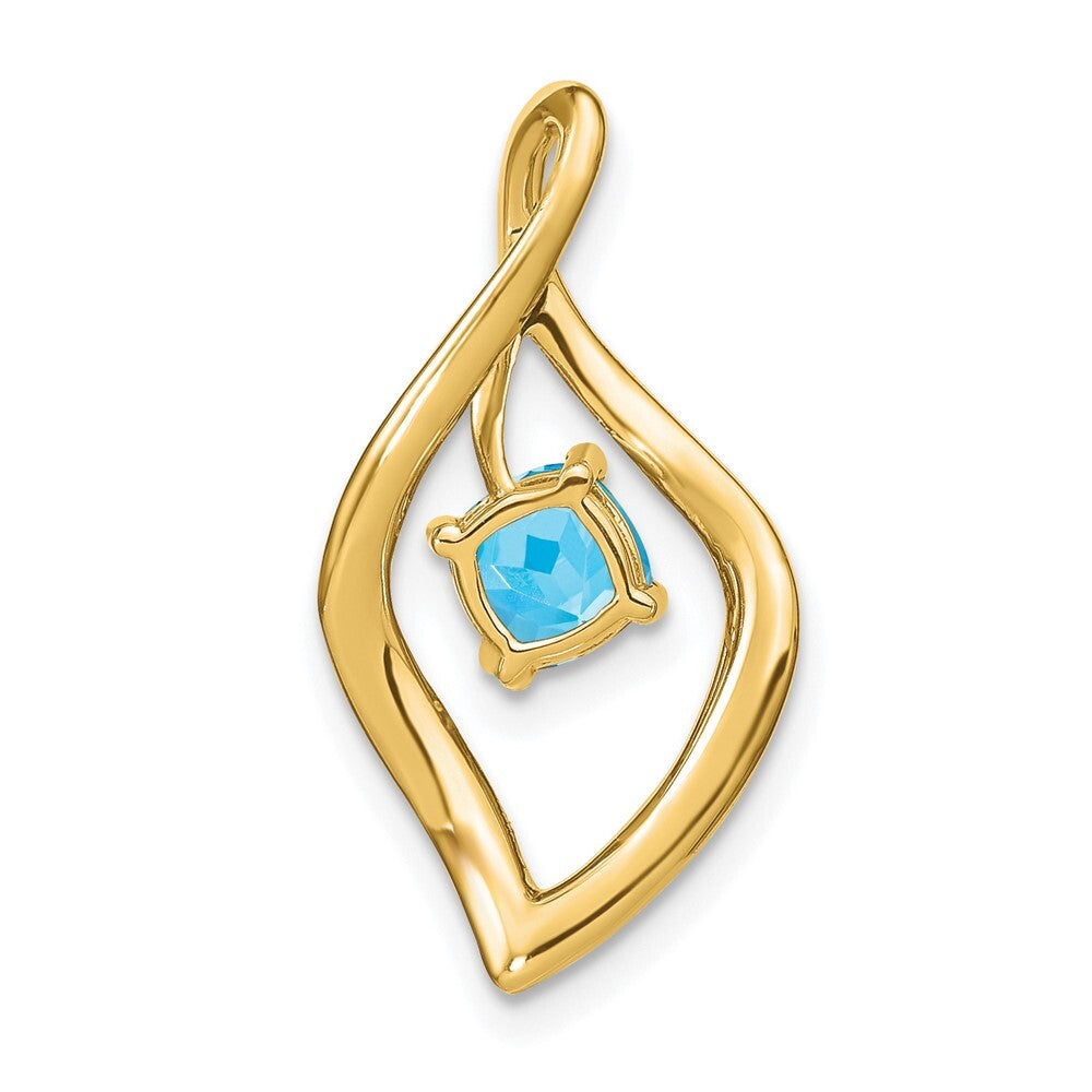 14k Yellow Gold Blue Topaz and Diamond Pendant for Women