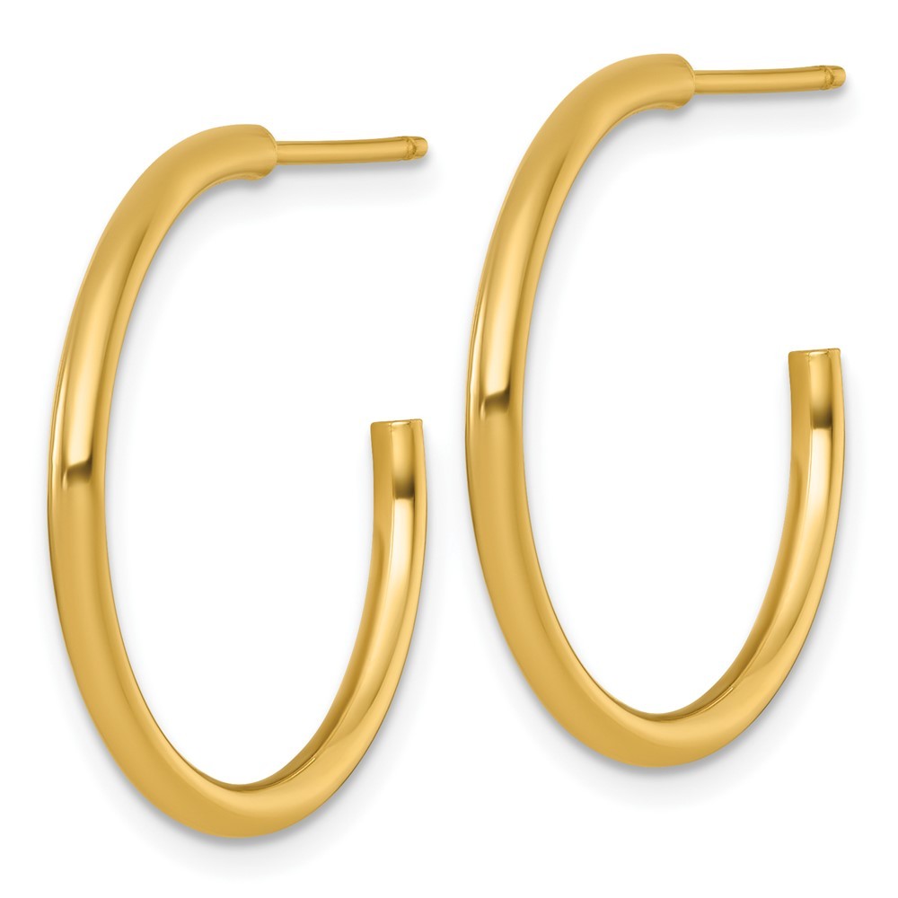 14k Yellow Gold Polished 2.0 x 25mm Tube C-Hoop Earrings