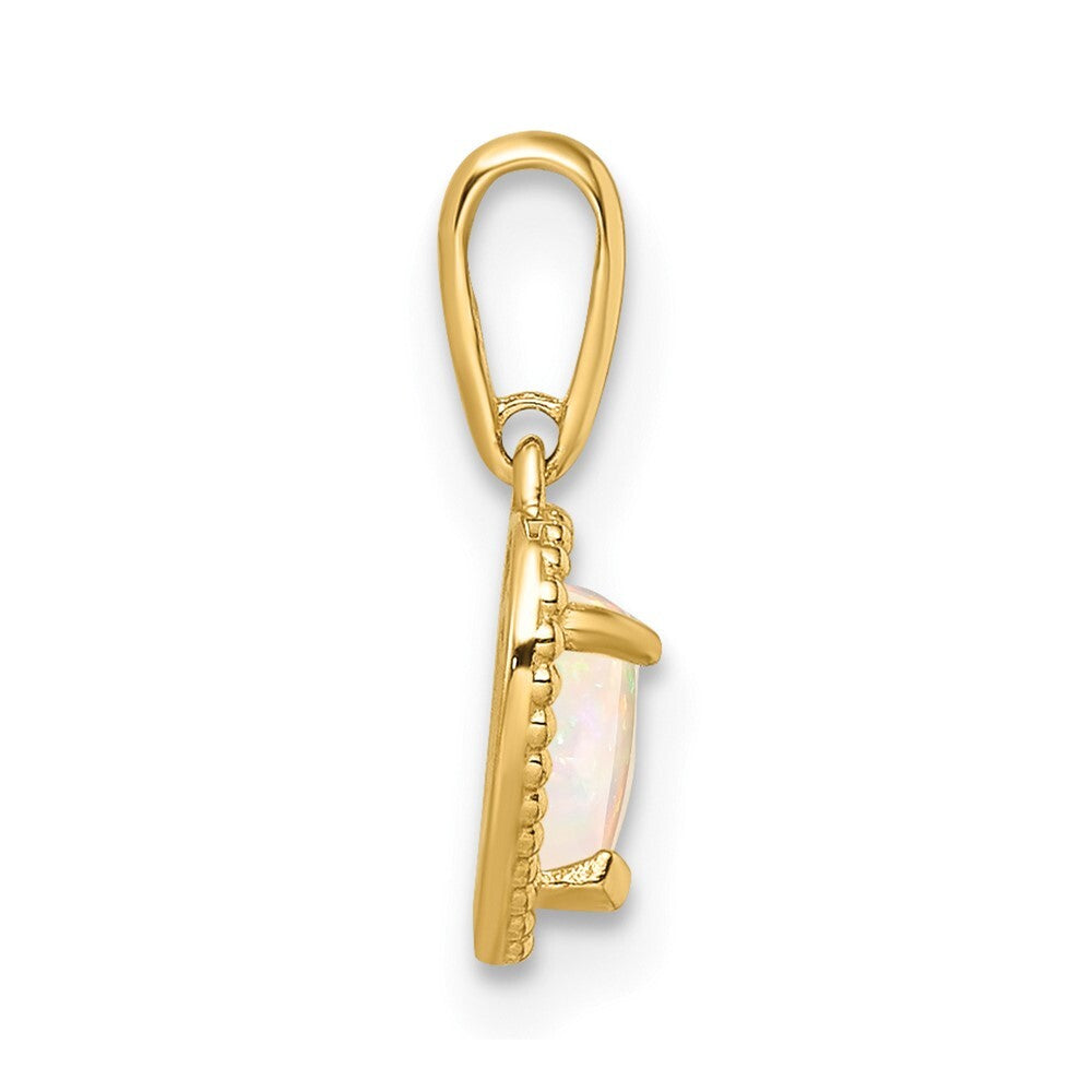 14k Yellow Gold Lab Created Opal Heart Pendant for Women