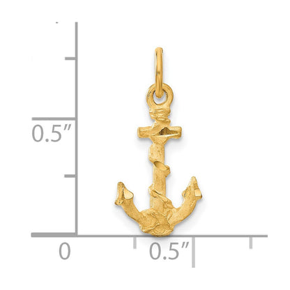 14k Yellow Gold Anchor Charm Pendant for Women