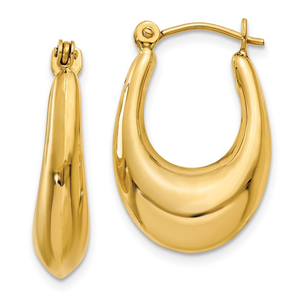 14k Yellow Gold Polished Hoop Earrings Gift for Women