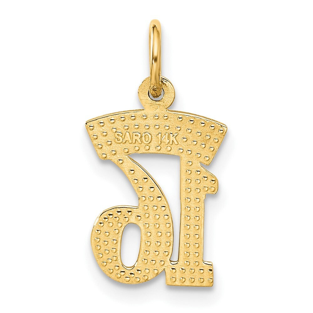 14k Yellow Gold SWEET 16 Charm Pendant for Women