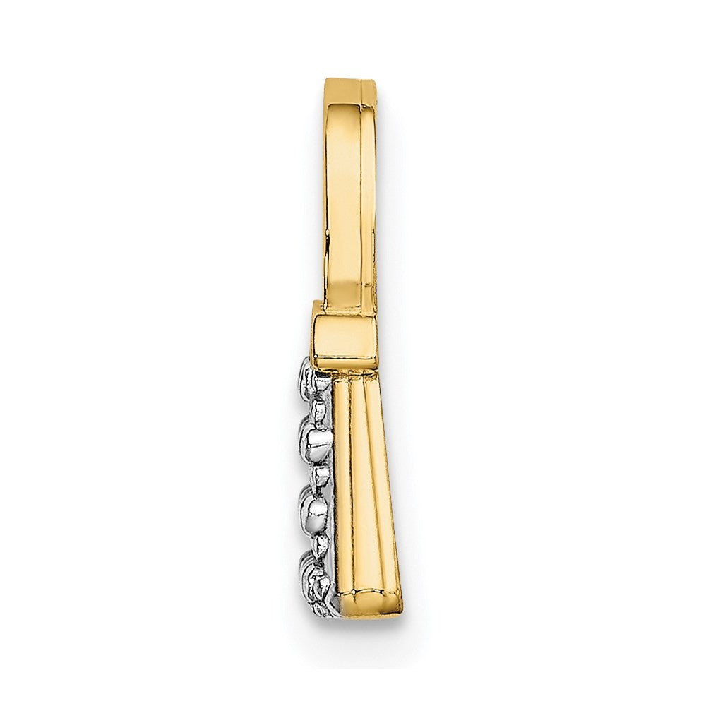14k Yellow Gold W/ Rhodium Textured and Polished Purse Charm