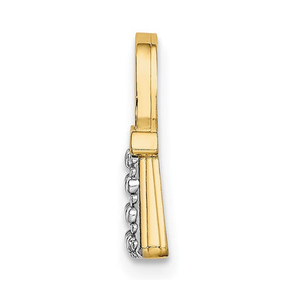 14k Yellow Gold W/ Rhodium Textured and Polished Purse Charm