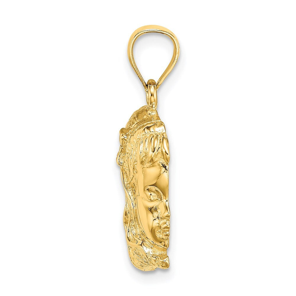 14k Yellow Gold Girl Head Charm Pendant for Women