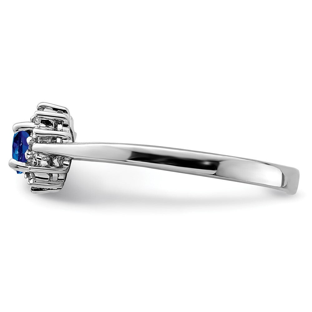 Sterling Silver Rhodium-plated Sapphire & Diamond Ring Size 7