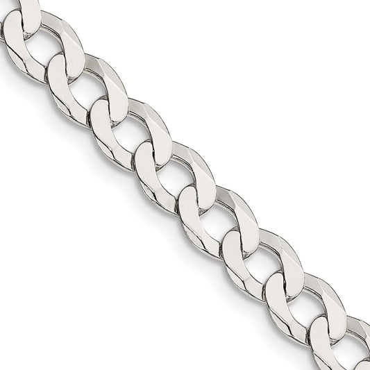 Sterling Silver 6.8mm Flat Curb Chain Necklace