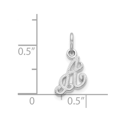 14K White White Gold Casted Script Letter A Initial Charm
