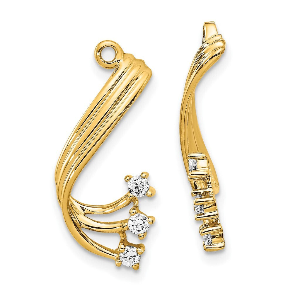 14k Yellow Gold Fancy Twist Diamond Earring Jacket