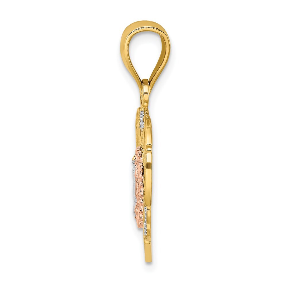 14k Two-tone Gold 14KTwo-tone White Rhodium Guadalupe In Heart Charm Pendant