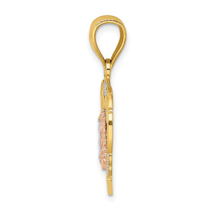 14k Two-tone Gold 14KTwo-tone White Rhodium Guadalupe In Heart Charm Pendant