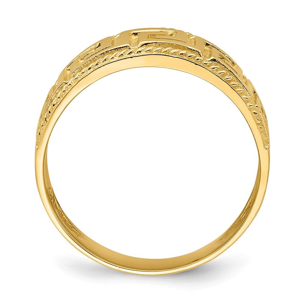 14K Yellow Gold Greek Key Pattern Dome Ring Size 7