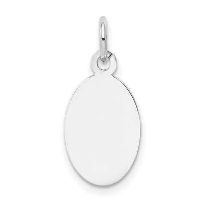 14k White Gold Plain .011 Gauge Oval Engravable Disc Charm Pendant for Women