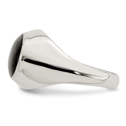 Sterling Silver Polished Black Onyx Ring Size 8