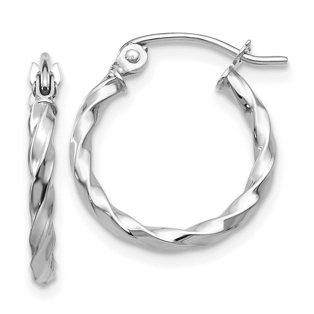 14k White Gold Twist Polished Hoop Earring Gift for Women