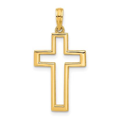 14k Yellow Gold Polished Cross Pendant