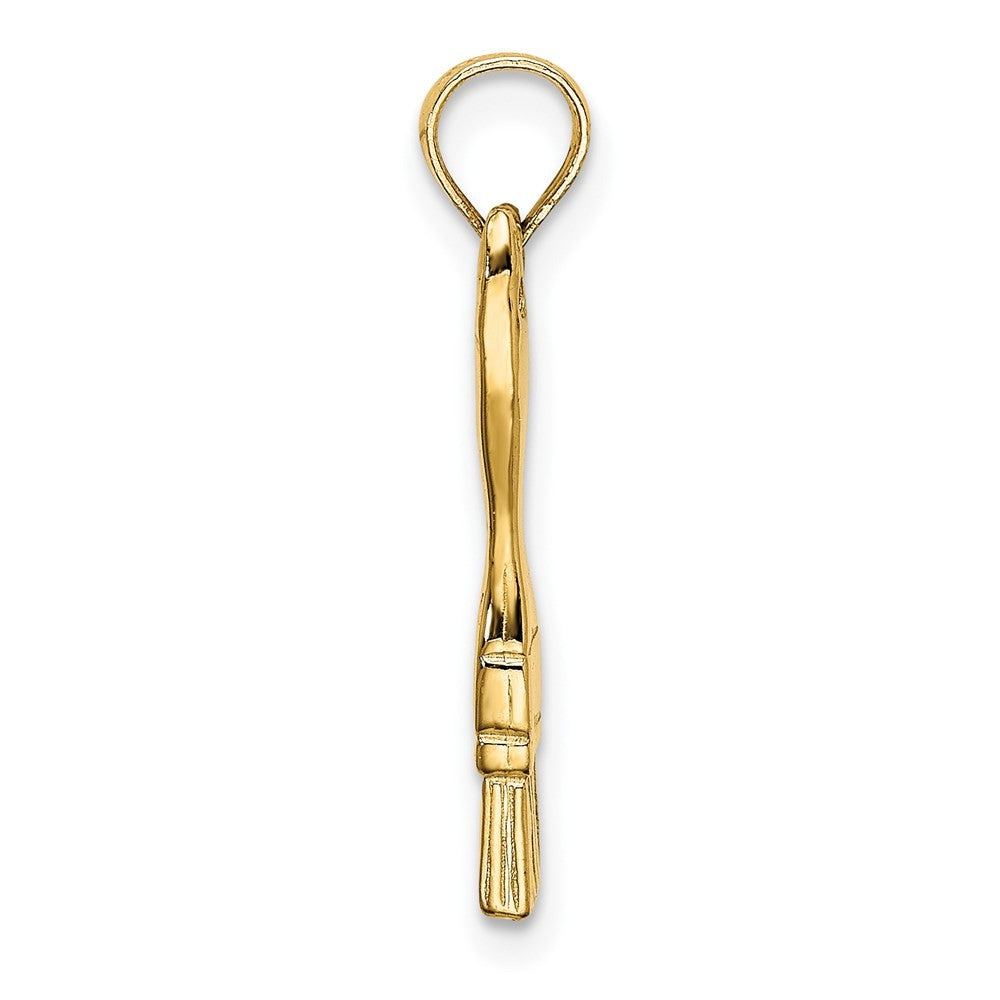 14k Yellow Gold 3-D Paint Brush Charm Pendant