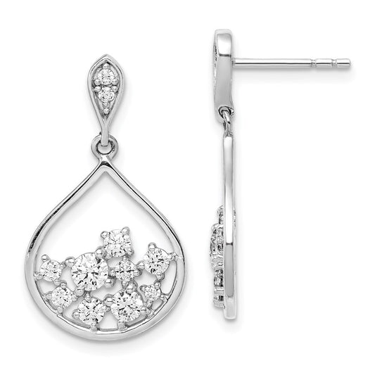 Sterling Silver Rhodium Plated Cubic Zirconia Dangle Earrings
