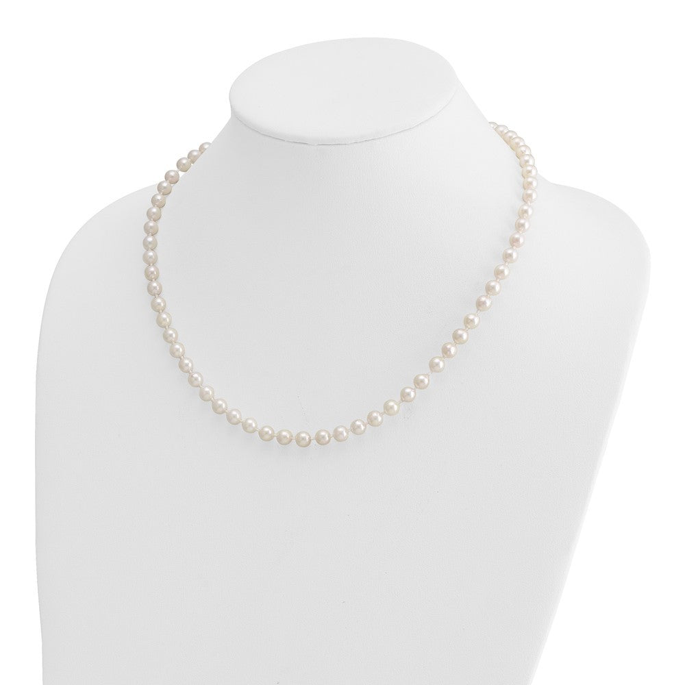 14k Yellow Gold 5-6mm White Round Akoya Saltwater Cultured Pearl Necklace 18"