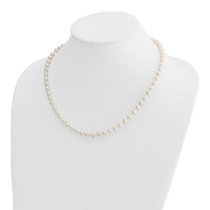 14k Yellow Gold 5-6mm White Round Akoya Saltwater Cultured Pearl Necklace 18"