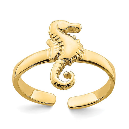 14k Yellow Gold Adjustable Seahorse Toe Ring