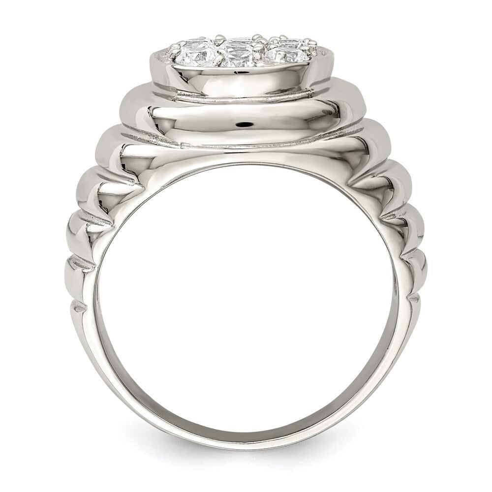 Sterling Silver Rhodium-plated Men's Cubic Zirconia Cluster Ring Size 10