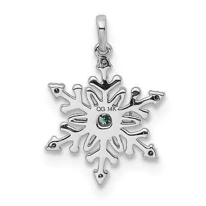 14k White Gold 1/10ct. Blue and White Diamond Snowflake Pendant for Women