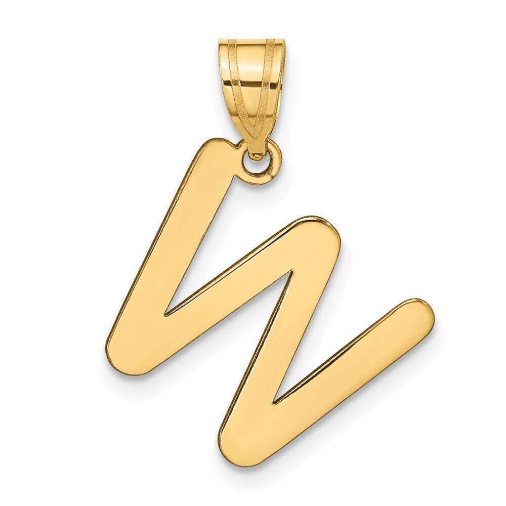 14k Yellow Gold Polished Bubble Letter W Initial Pendant for Women