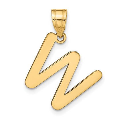 14k Yellow Gold Polished Bubble Letter W Initial Pendant for Women