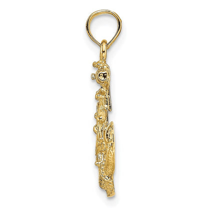 14k Yellow Gold Small Anchor Wheel Pendant for Women