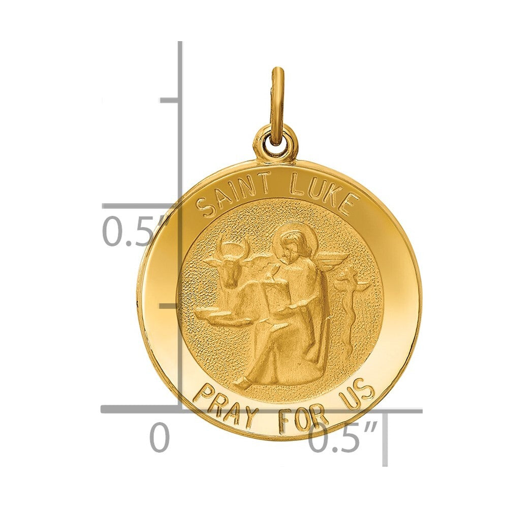 14k Yellow Gold Saint Luke Medal Pendant for Women