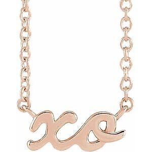 14k Rose Gold Script "XO" Pendant Necklace 16"