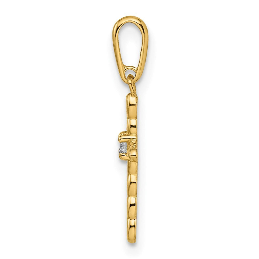 14k Yellow Gold CZ Cross Pendant