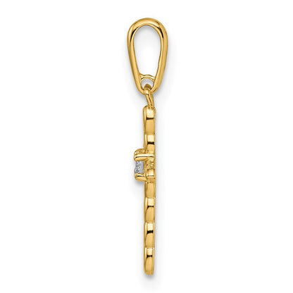 14k Yellow Gold CZ Cross Pendant