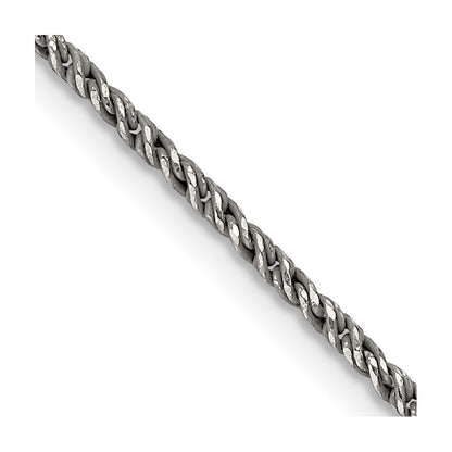 Sterling Silver Ruthenium-plated 1.7mm Twisted Tight Wheat Chain