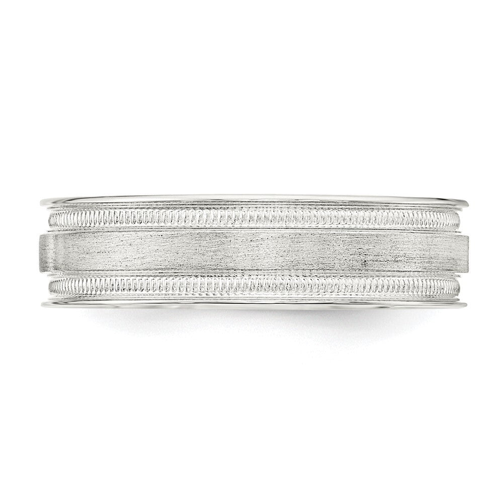 Sterling Silver 6mm Brushed Flat Milgrain Grooved Edge Fancy Band Size 11